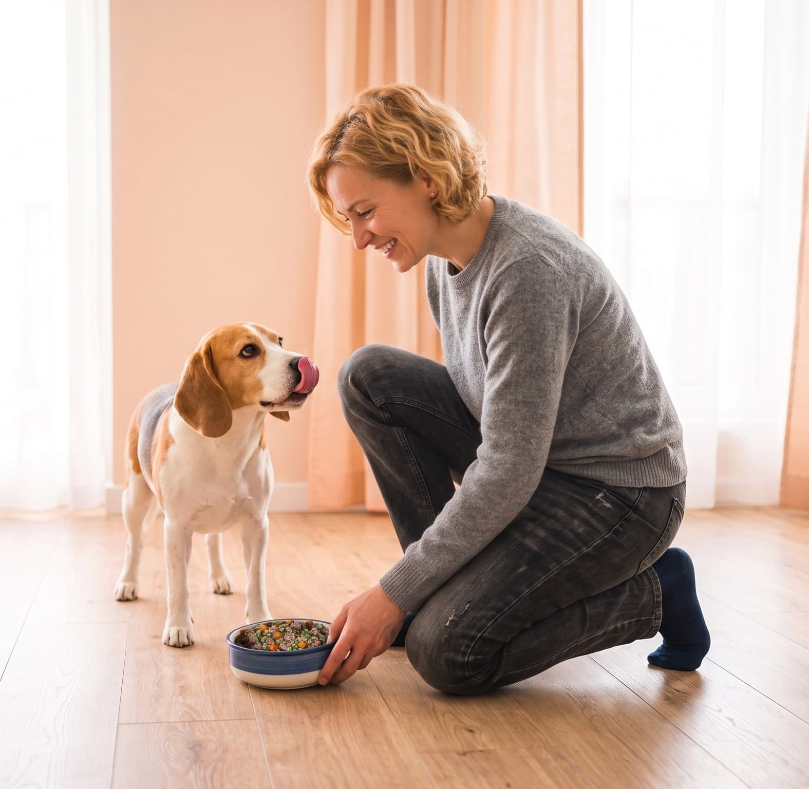Platzhalterbild: Hund beim Fressen frisch zubereiteter Nahrung oder fürsorglicher Füttermoment